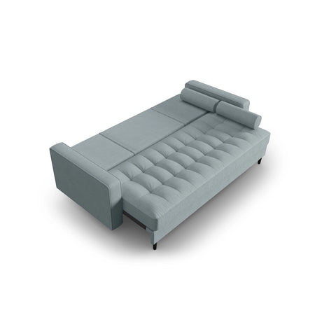 Aspen 3-Sitzer Sofa mit Schlaffunktion und Stauraum, aus Strukturierter Stoff in Blau (Melva 72), 225x100x96 cm von Cosmopolitan Design – Bild 4