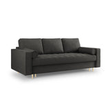 Aspen 3-Sitzer Sofa mit Schlaffunktion und Stauraum, aus Strukturierter Stoff in Dunkelgrau (Positano 95), 225x100x96 cm von Cosmopolitan Design – Bild 1