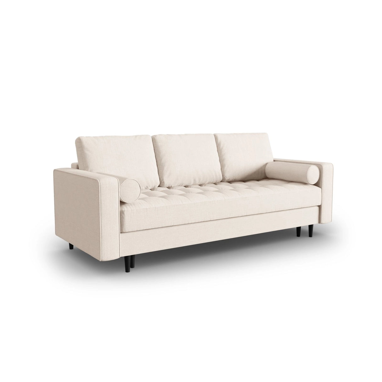Aspen 3-Sitzer Sofa mit Schlaffunktion und Stauraum, aus Strukturierter Stoff in Hellbeige (Melva 02), 225x100x96 cm von Cosmopolitan Design – Bild 2