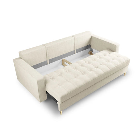 Aspen 3-Sitzer Sofa mit Schlaffunktion und Stauraum, aus Strukturierter Stoff in Hellbeige (Positano 02), 225x100x96 cm von Cosmopolitan Design – Bild 6
