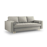 Aspen 3-Sitzer Sofa mit Schlaffunktion und Stauraum, aus Strukturierter Stoff in Hellgrau (Positano 83), 225x100x96 cm von Cosmopolitan Design – Bild 1