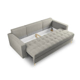 Aspen 3-Sitzer Sofa mit Schlaffunktion und Stauraum, aus Strukturierter Stoff in Hellgrau (Positano 83), 225x100x96 cm von Cosmopolitan Design – Bild 6