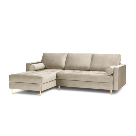 Aspen 4-Sitzer Ecksofa, Linke Seite, aus Samt in Dunkelbeige (Salvador 2), 236x170x90 cm von Cosmopolitan Design – Bild 2