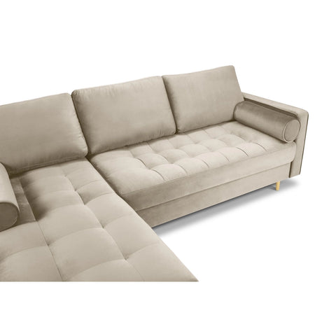 Aspen 4-Sitzer Ecksofa, Linke Seite, aus Samt in Dunkelbeige (Salvador 2), 236x170x90 cm von Cosmopolitan Design – Bild 4