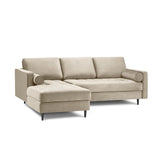 Aspen 4-Sitzer Ecksofa, Linke Seite, aus Samt in Dunkelbeige (Salvador 2), 236x170x90 cm von Cosmopolitan Design – Bild 1