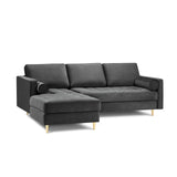Aspen 4-Sitzer Ecksofa, Linke Seite, aus Samt in Dunkelgrau (Salvador 18), 236x170x90 cm von Cosmopolitan Design – Bild 1