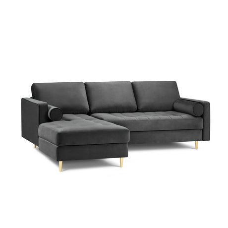 Aspen 4-Sitzer Ecksofa, Linke Seite, aus Samt in Dunkelgrau (Salvador 18), 236x170x90 cm von Cosmopolitan Design – Bild 1