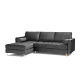 Aspen 4-Sitzer Ecksofa, Linke Seite, aus Samt in Dunkelgrau (Salvador 18), 236x170x90 cm von Cosmopolitan Design – Bild 2