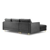 Aspen 4-Sitzer Ecksofa, Linke Seite, aus Samt in Dunkelgrau (Salvador 18), 236x170x90 cm von Cosmopolitan Design – Bild 3