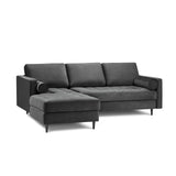Aspen 4-Sitzer Ecksofa, Linke Seite, aus Samt in Dunkelgrau (Salvador 18), 236x170x90 cm von Cosmopolitan Design – Bild 1