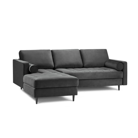 Aspen 4-Sitzer Ecksofa, Linke Seite, aus Samt in Dunkelgrau (Salvador 18), 236x170x90 cm von Cosmopolitan Design – Bild 1