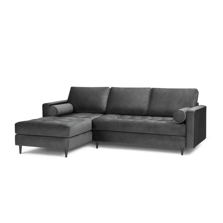 Aspen 4-Sitzer Ecksofa, Linke Seite, aus Samt in Dunkelgrau (Salvador 18), 236x170x90 cm von Cosmopolitan Design – Bild 2