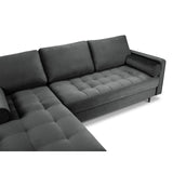 Aspen 4-Sitzer Ecksofa, Linke Seite, aus Samt in Dunkelgrau (Salvador 18), 236x170x90 cm von Cosmopolitan Design – Bild 4