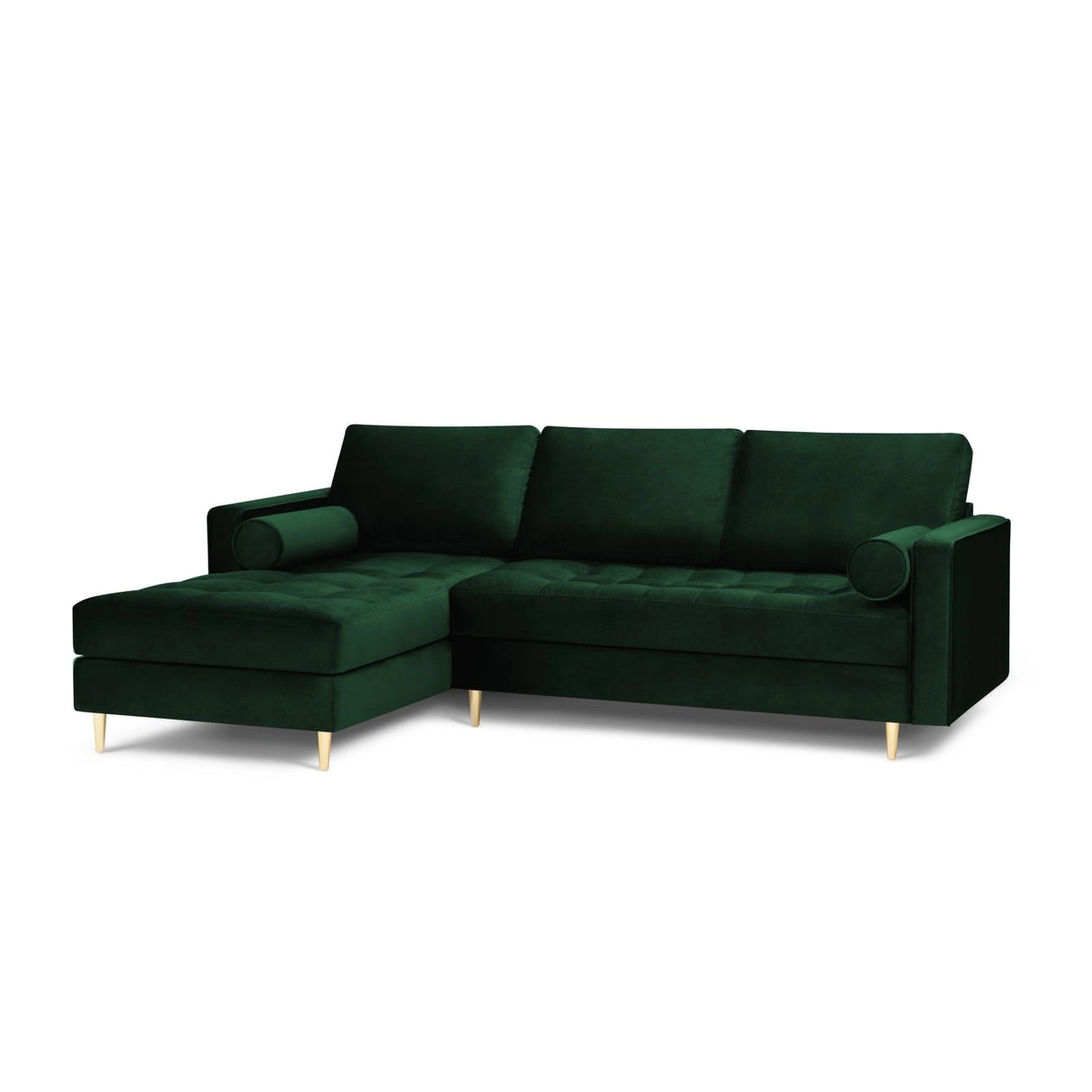 Aspen 4-Sitzer Ecksofa, Linke Seite, aus Samt in Flaschengrün (Salvador 7), 236x170x90 cm von Cosmopolitan Design – Bild 2