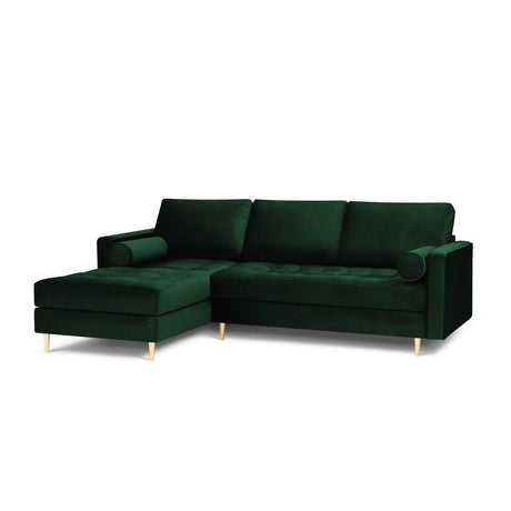 Aspen 4-Sitzer Ecksofa, Linke Seite, aus Samt in Flaschengrün (Salvador 7), 236x170x90 cm von Cosmopolitan Design – Bild 2