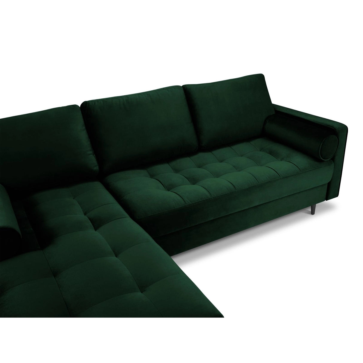 Aspen 4-Sitzer Ecksofa, Linke Seite, aus Samt in Flaschengrün (Salvador 7), 236x170x90 cm von Cosmopolitan Design – Bild 4