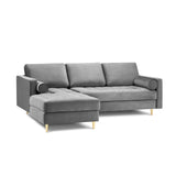 Aspen 4-Sitzer Ecksofa, Linke Seite, aus Samt in Grau (Salvador 17), 236x170x90 cm von Cosmopolitan Design – Bild 1
