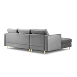Aspen 4-Sitzer Ecksofa, Linke Seite, aus Samt in Grau (Salvador 17), 236x170x90 cm von Cosmopolitan Design – Bild 3