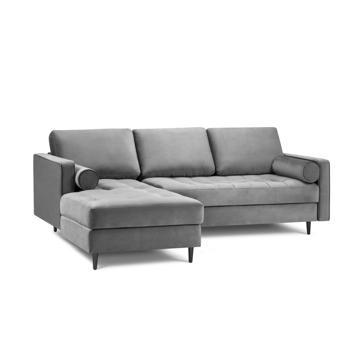 Aspen 4-Sitzer Ecksofa, Linke Seite, aus Samt in Grau (Salvador 17), 236x170x90 cm von Cosmopolitan Design – Bild 1