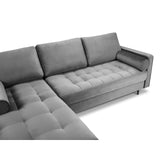 Aspen 4-Sitzer Ecksofa, Linke Seite, aus Samt in Grau (Salvador 17), 236x170x90 cm von Cosmopolitan Design – Bild 4