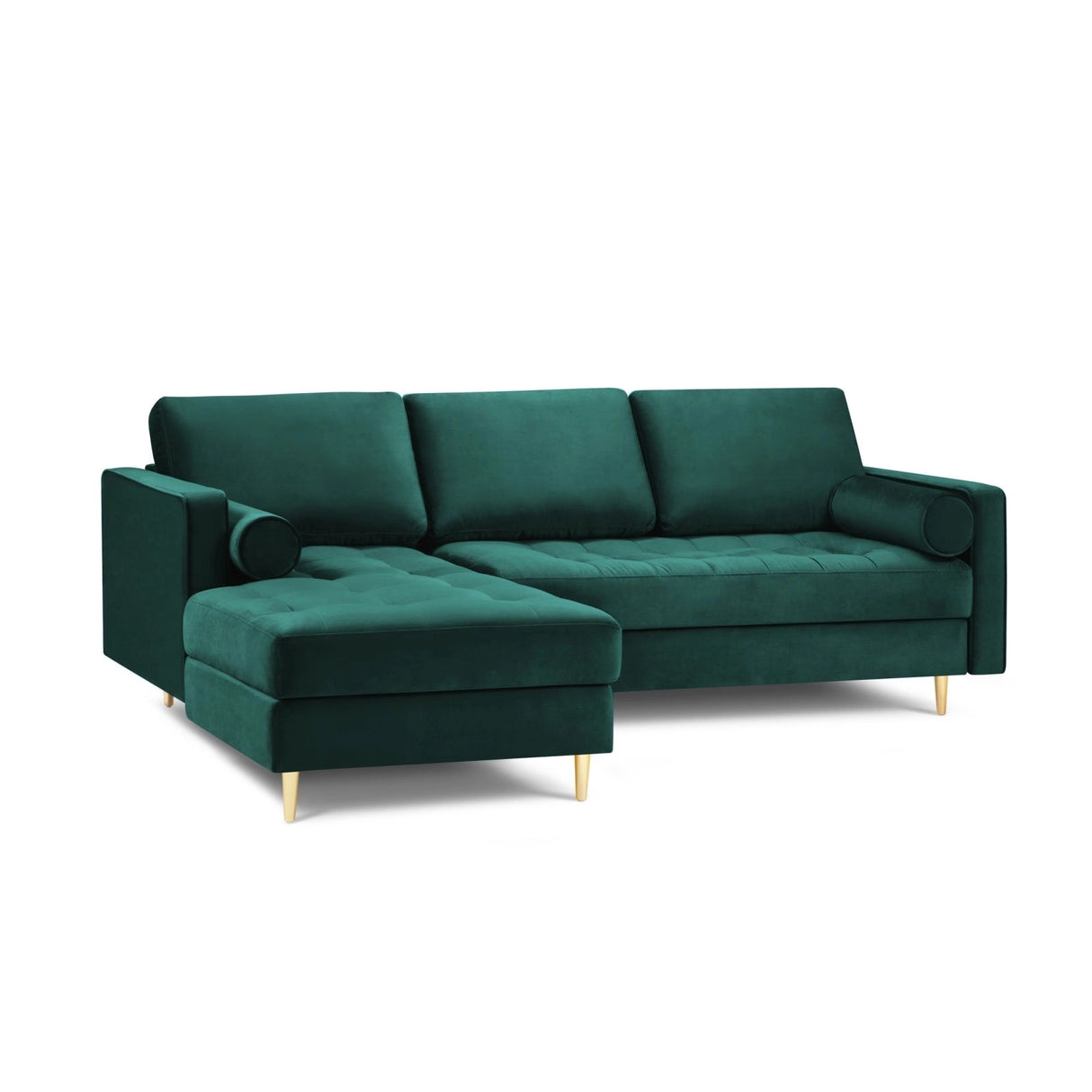 Aspen 4-Sitzer Ecksofa, Linke Seite, aus Samt in Petrol (Salvador 6), 236x170x90 cm von Cosmopolitan Design – Bild 1