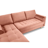 Aspen 4-Sitzer Ecksofa, Linke Seite, aus Samt in Rosa (Salvador 11), 236x170x90 cm von Cosmopolitan Design – Bild 4