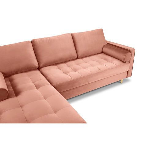 Aspen 4-Sitzer Ecksofa, Linke Seite, aus Samt in Rosa (Salvador 11), 236x170x90 cm von Cosmopolitan Design – Bild 4