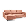 Aspen 4-Sitzer Ecksofa, Linke Seite, aus Samt in Rosa (Salvador 11), 236x170x90 cm von Cosmopolitan Design – Bild 1