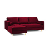Aspen 4-Sitzer Ecksofa, Linke Seite, aus Samt in Rot (Salvador 13), 236x170x90 cm von Cosmopolitan Design – Bild 1