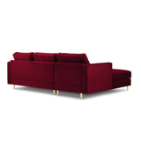 Aspen 4-Sitzer Ecksofa, Linke Seite, aus Samt in Rot (Salvador 13), 236x170x90 cm von Cosmopolitan Design – Bild 3