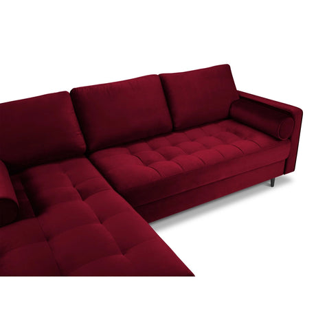Aspen 4-Sitzer Ecksofa, Linke Seite, aus Samt in Rot (Salvador 13), 236x170x90 cm von Cosmopolitan Design – Bild 4