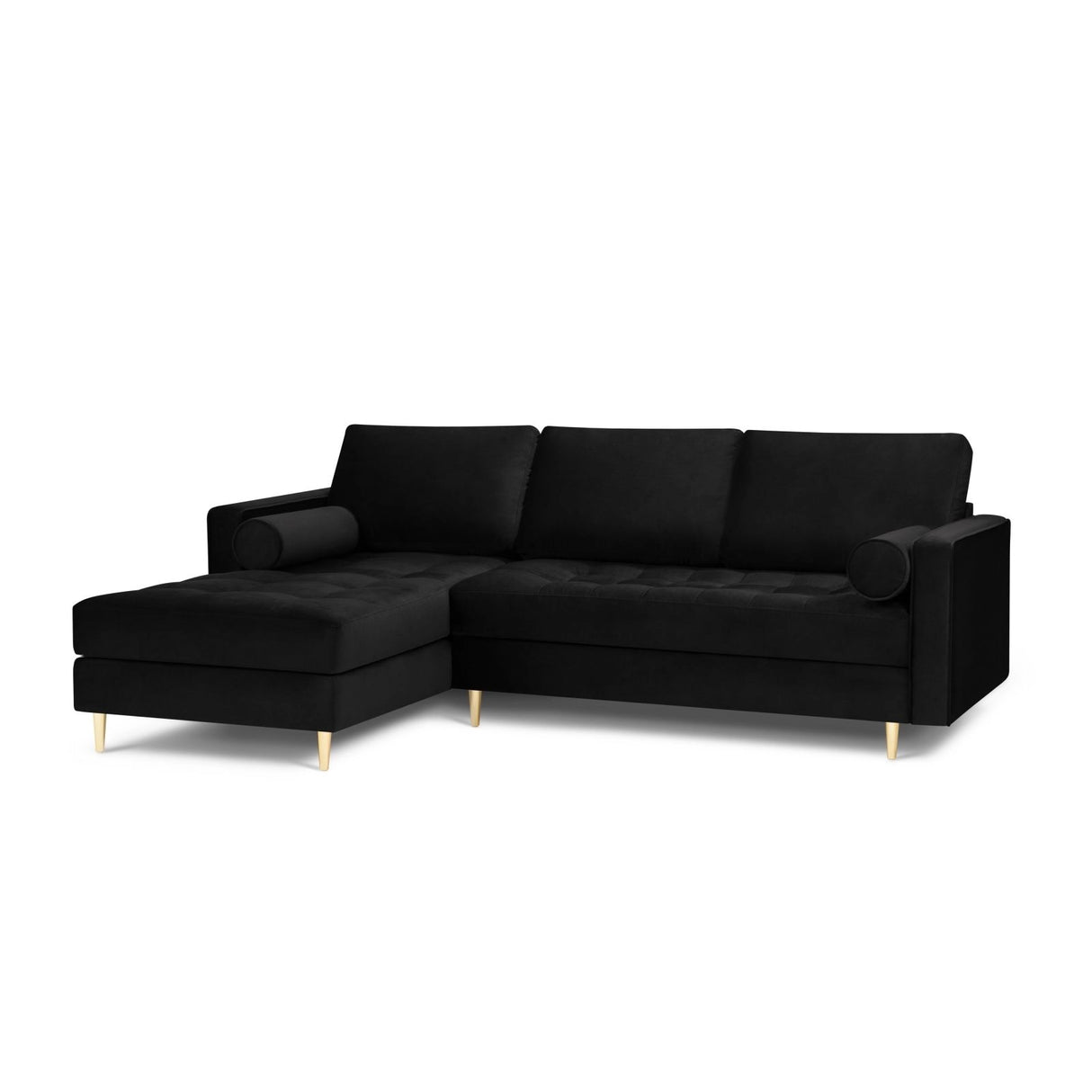 Aspen 4-Sitzer Ecksofa, Linke Seite, aus Samt in Schwarz (Salvador 19), 236x170x90 cm von Cosmopolitan Design – Bild 2