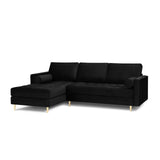 Aspen 4-Sitzer Ecksofa, Linke Seite, aus Samt in Schwarz (Salvador 19), 236x170x90 cm von Cosmopolitan Design – Bild 2