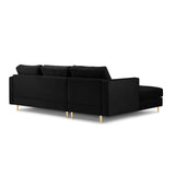 Aspen 4-Sitzer Ecksofa, Linke Seite, aus Samt in Schwarz (Salvador 19), 236x170x90 cm von Cosmopolitan Design – Bild 3