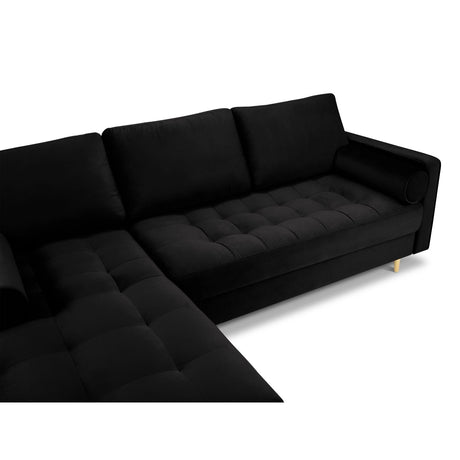 Aspen 4-Sitzer Ecksofa, Linke Seite, aus Samt in Schwarz (Salvador 19), 236x170x90 cm von Cosmopolitan Design – Bild 4