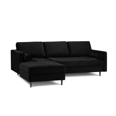 Aspen 4-Sitzer Ecksofa, Linke Seite, aus Samt in Schwarz (Salvador 19), 236x170x90 cm von Cosmopolitan Design – Bild 1