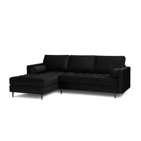 Aspen 4-Sitzer Ecksofa, Linke Seite, aus Samt in Schwarz (Salvador 19), 236x170x90 cm von Cosmopolitan Design – Bild 2
