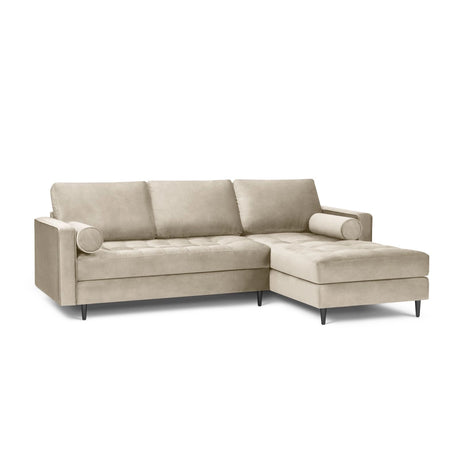 Aspen 4-Sitzer Ecksofa, Rechte Seite, aus Samt in Dunkelbeige (Salvador 2), 236x170x90 cm von Cosmopolitan Design – Bild 2