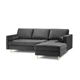 Aspen 4-Sitzer Ecksofa, Rechte Seite, aus Samt in Dunkelgrau (Salvador 18), 236x170x90 cm von Cosmopolitan Design – Bild 1