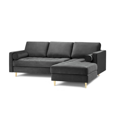 Aspen 4-Sitzer Ecksofa, Rechte Seite, aus Samt in Dunkelgrau (Salvador 18), 236x170x90 cm von Cosmopolitan Design – Bild 1
