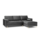 Aspen 4-Sitzer Ecksofa, Rechte Seite, aus Samt in Dunkelgrau (Salvador 18), 236x170x90 cm von Cosmopolitan Design – Bild 2