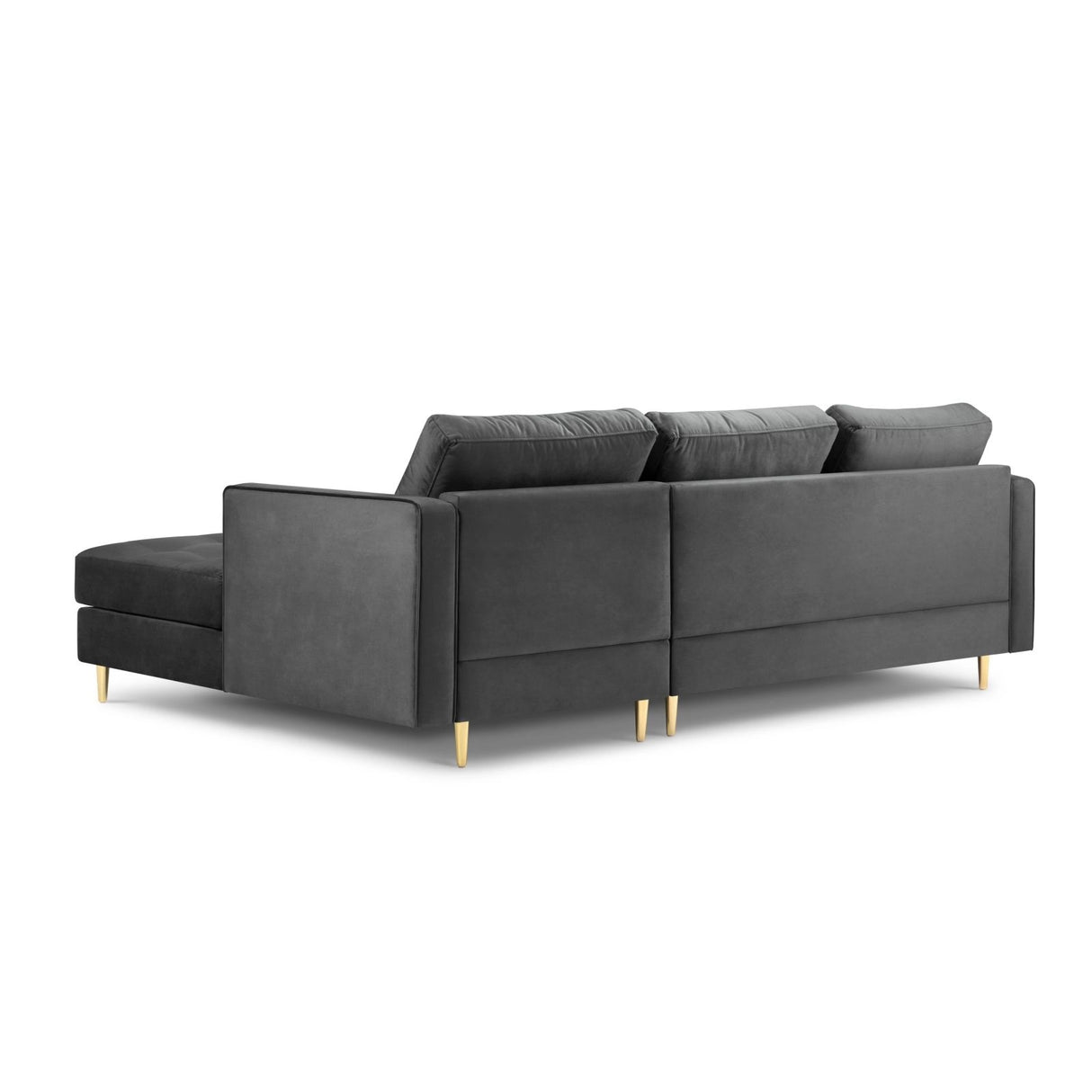 Aspen 4-Sitzer Ecksofa, Rechte Seite, aus Samt in Dunkelgrau (Salvador 18), 236x170x90 cm von Cosmopolitan Design – Bild 3