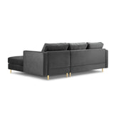 Aspen 4-Sitzer Ecksofa, Rechte Seite, aus Samt in Dunkelgrau (Salvador 18), 236x170x90 cm von Cosmopolitan Design – Bild 3