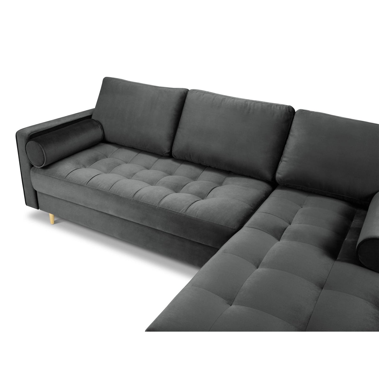 Aspen 4-Sitzer Ecksofa, Rechte Seite, aus Samt in Dunkelgrau (Salvador 18), 236x170x90 cm von Cosmopolitan Design – Bild 4