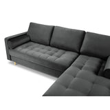 Aspen 4-Sitzer Ecksofa, Rechte Seite, aus Samt in Dunkelgrau (Salvador 18), 236x170x90 cm von Cosmopolitan Design – Bild 4
