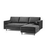 Aspen 4-Sitzer Ecksofa, Rechte Seite, aus Samt in Dunkelgrau (Salvador 18), 236x170x90 cm von Cosmopolitan Design – Bild 1