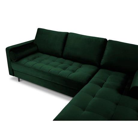 Aspen 4-Sitzer Ecksofa, Rechte Seite, aus Samt in Flaschengrün (Salvador 7), 236x170x90 cm von Cosmopolitan Design – Bild 4