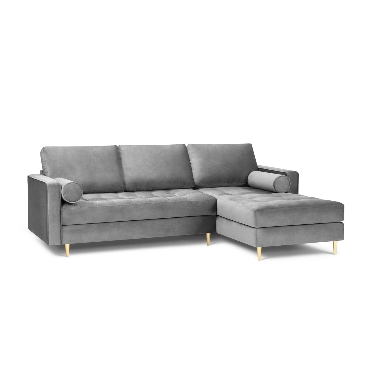 Aspen 4-Sitzer Ecksofa, Rechte Seite, aus Samt in Grau (Salvador 17), 236x170x90 cm von Cosmopolitan Design – Bild 2