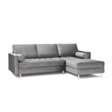 Aspen 4-Sitzer Ecksofa, Rechte Seite, aus Samt in Grau (Salvador 17), 236x170x90 cm von Cosmopolitan Design – Bild 2