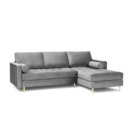 Aspen 4-Sitzer Ecksofa, Rechte Seite, aus Samt in Grau (Salvador 17), 236x170x90 cm von Cosmopolitan Design – Bild 2